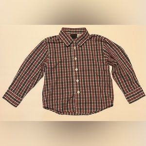 Van Heusen Red Black White Long Sleeve Button Shirt Boys Size 5